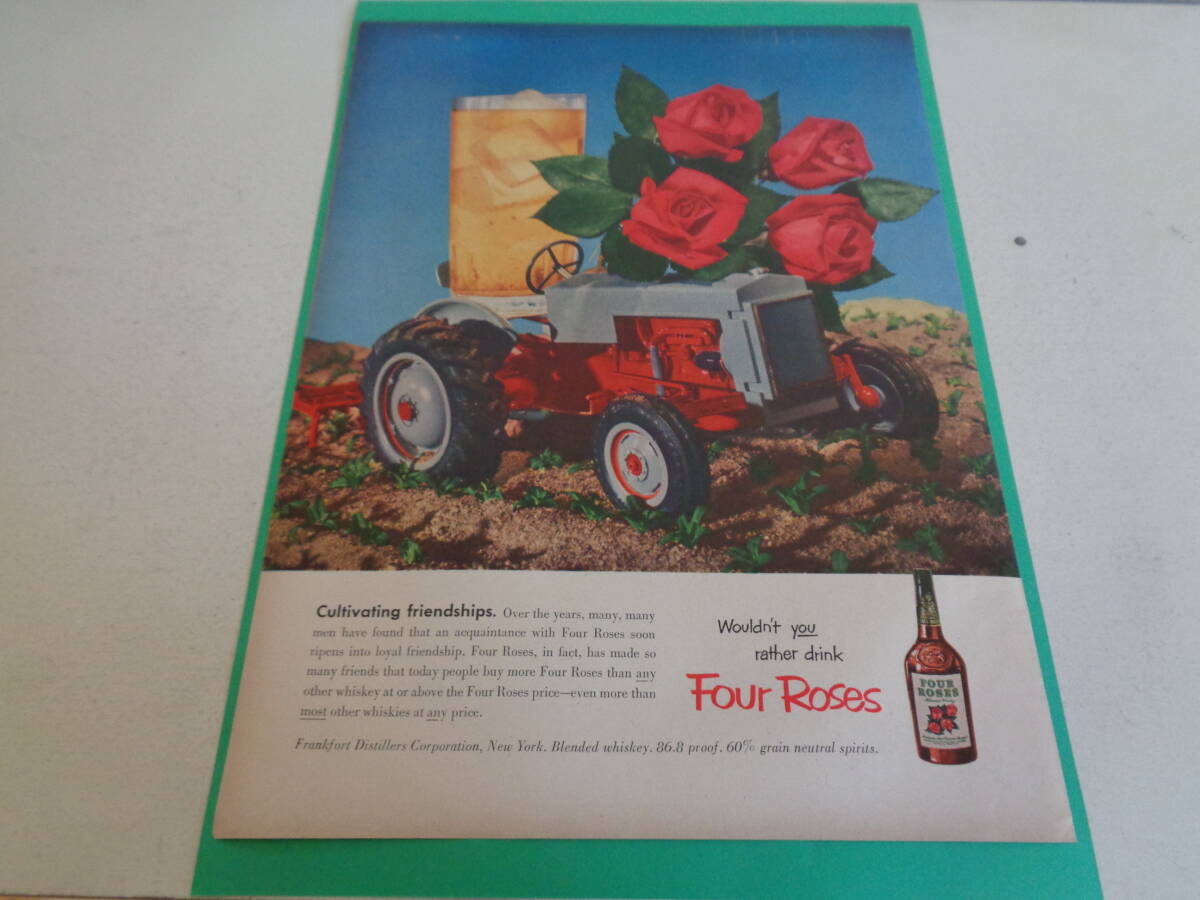 即決　広告　アドバタイジング　アメ車　フォード　ＦＯＲＤ　１９５０ｓ　ウィスキー　洋酒　ＦＯＵＲ　ＲＯＳＥＳ　ミッドセンチェリー_画像2
