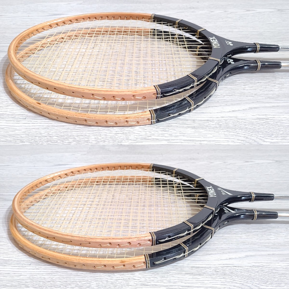 希少 YONEX ヨネックス THREE ACE/スリーエース B-900 【未使用】 木製 バドミントン ラケット 2本セット レア ヴィンテージ 送料無料の画像4