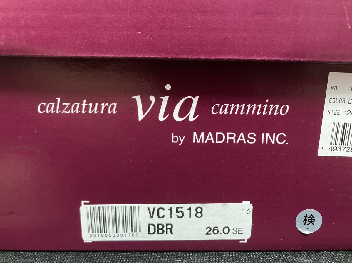 新品未使用via cammino（Madrasマドラス）本革レザースニーカー VC1518 26cm本革本皮皮靴革靴牛革ブラウンビジネスカジュアルビジカジの画像10
