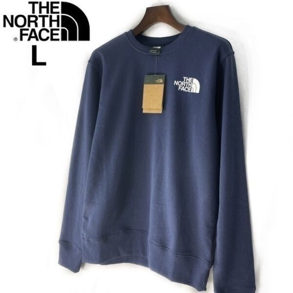 1円～!売切!【正規新品】THE NORTH FACE◆U LOGO PULLOVER CREW トレーナー スウェット US限定 裏起毛 アウトドア キャンプ(L)紺 181130-18_画像1