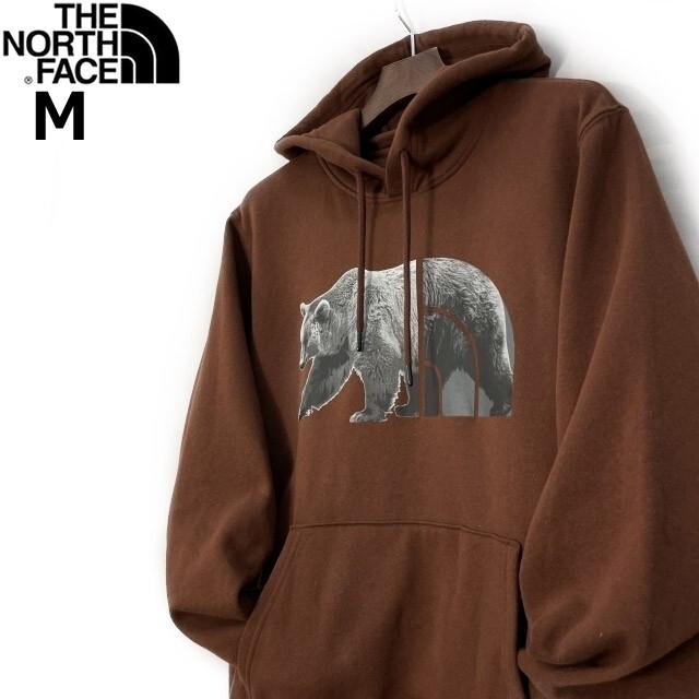 1円～!売切!【正規新品】THE NORTH FACE◆TNF BEAR PULLOVER HOODIE パーカー US限定 くま 熊 ビッグロゴ 裏起毛 男女兼用(M)茶 181130-30_画像1