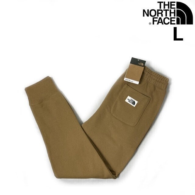 1円～!売切!【正規新品】THE NORTH FACE◆HERITAGE PATCH JOGGERS ジョガーパンツ US限定 ロゴパッチ 裏起毛(L)茶 ベージュ 190110-25_画像1