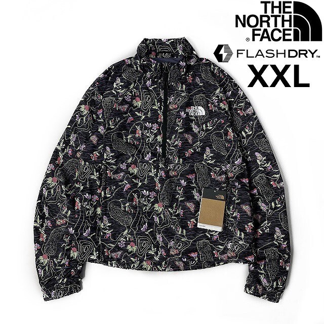 1円～!売切!【正規新品】THE NORTH FACE◆W HYDRENALINE PULLOVER ウインドパーカー US限定 速乾 軽量 等高線(XXL)黒 花柄 総柄 180915-15_画像2