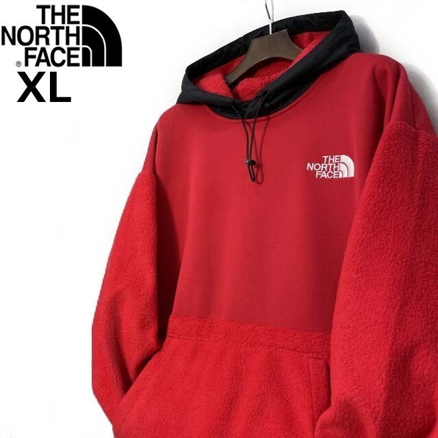 1円～!売切!【正規新品】THE NORTH FACE◆NOVELTY FLEECE JACKET フリース プルオーバー US限定 ふわふわ 男女兼用(XL)赤 181024-120_画像1