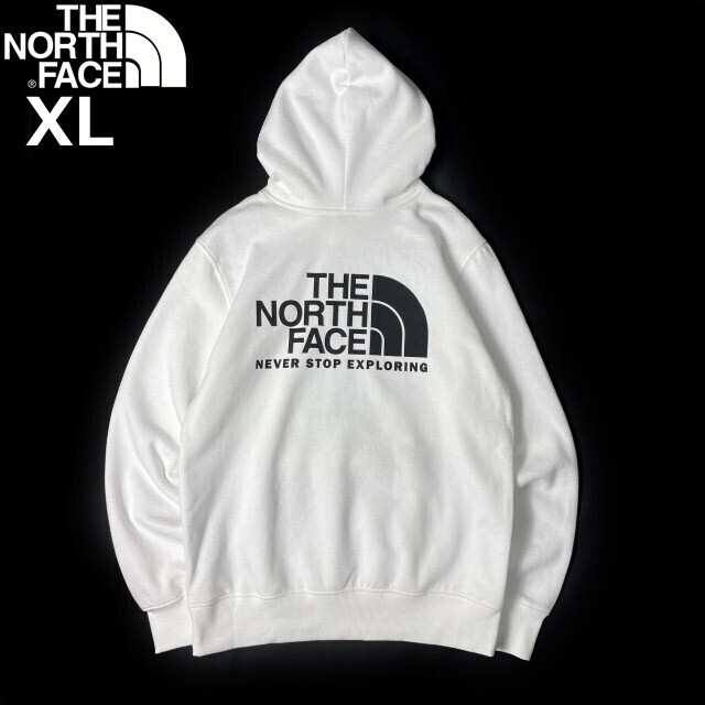 1円～!売切!【正規新品】THE NORTH FACE◆THROWBACK HOODIE プルオーバー パーカー US限定 ロゴプリント 裏起毛 男女兼用(XL)白 181130-30_画像3