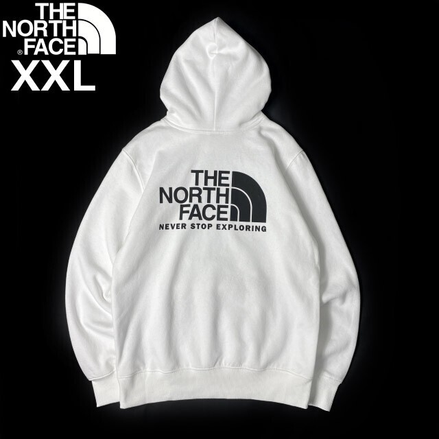 1円～!売切!【正規新品】THE NORTH FACE◆THROWBACK HOODIE プルオーバー パーカー US限定 ロゴプリント 裏起毛 男女兼用(XXL)白 181130-30_画像3