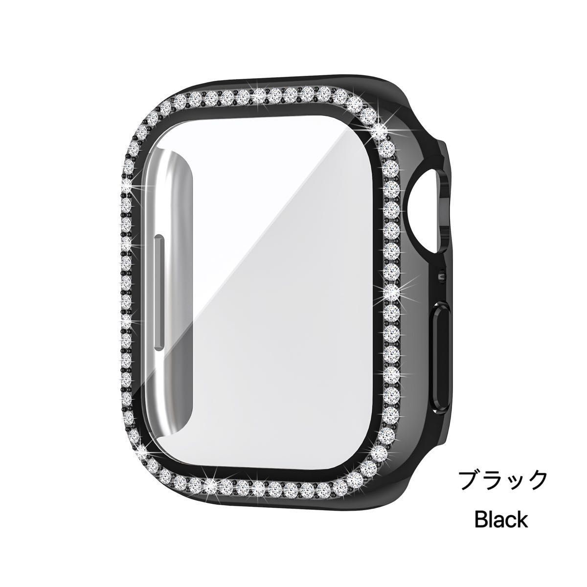 アップルワォッチ series 4/5/6/SE Apple Watch 40mm カバー  ラインストーン 保護ケース ブラック