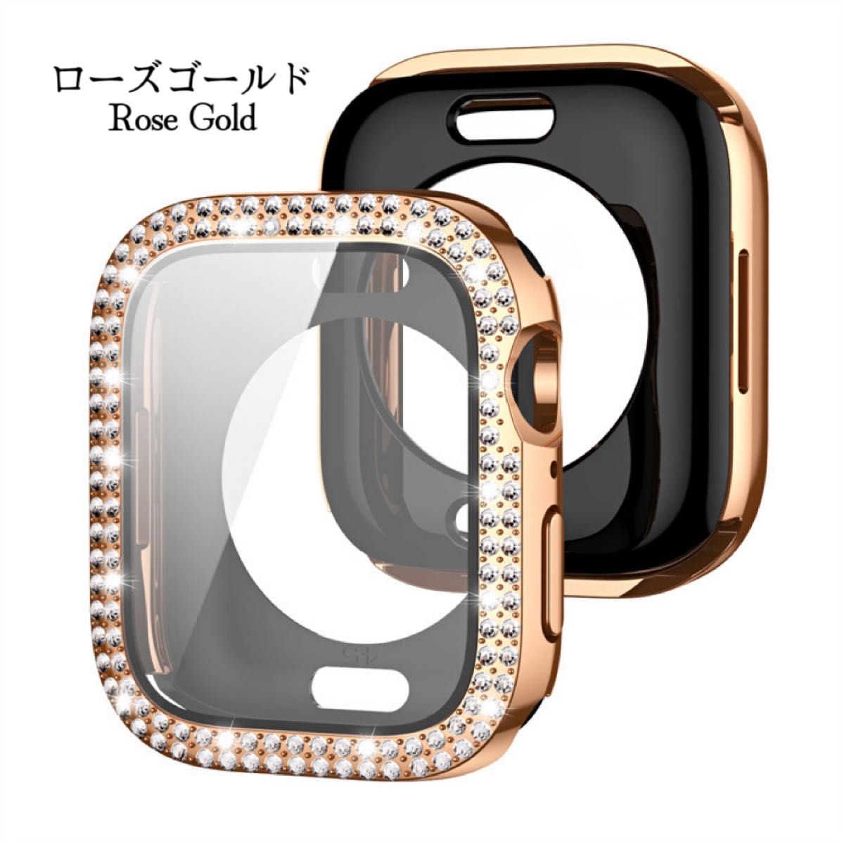 Apple Watch Case 二重ラインストーン　全面保護　耐衝撃　防水防塵　強化ガラスフィルム付き　キラキラ　44mmサイズ