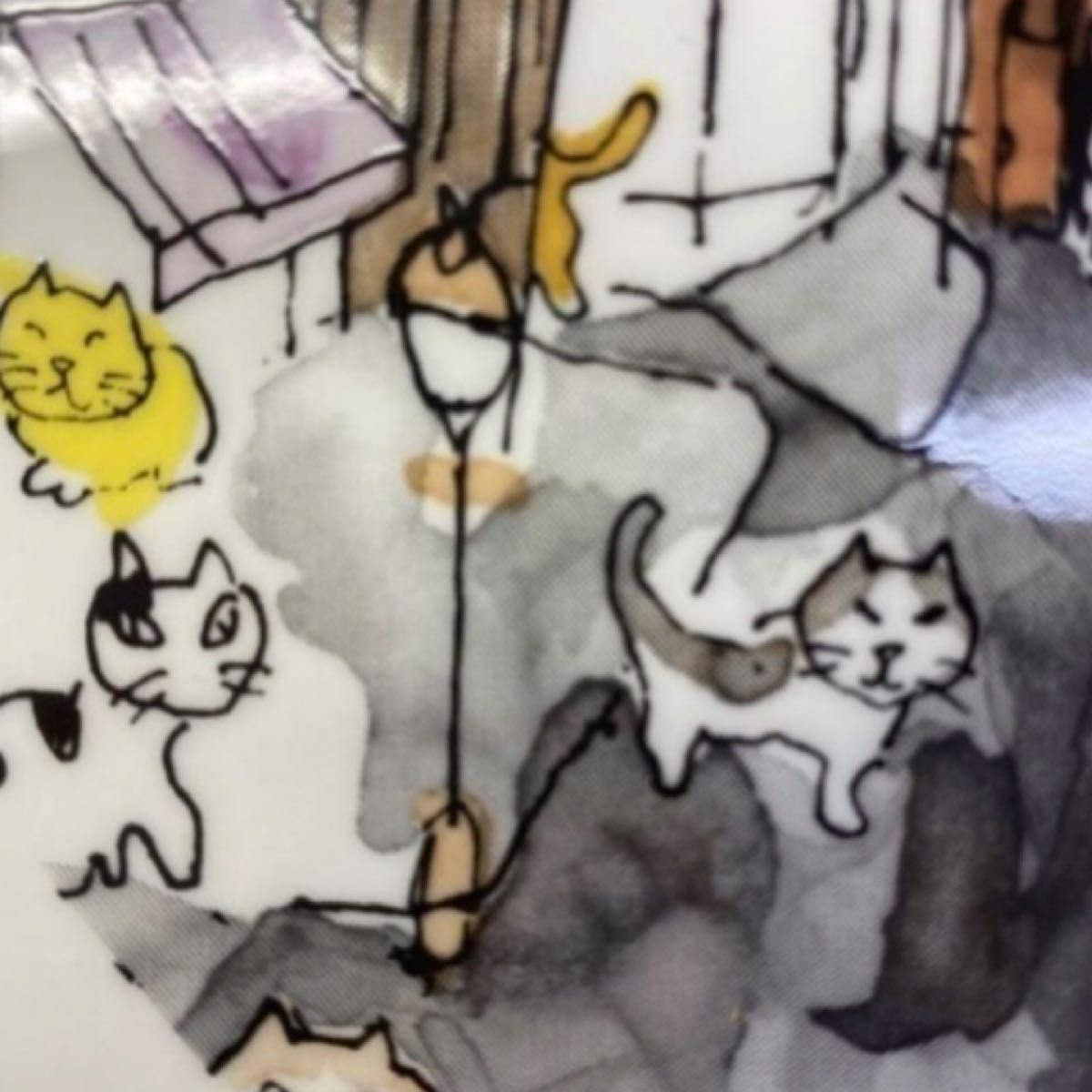 【日本製 新品未使用】マンハッタナーズ　猫ちゃん柄ディナープレート　 大皿　ミカサ製