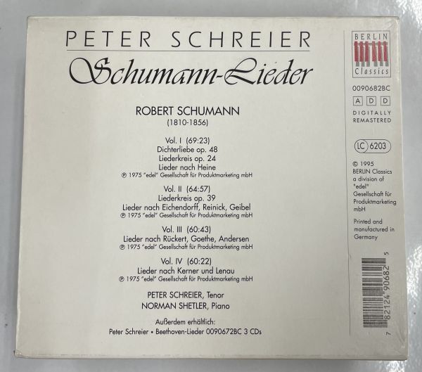 輸入盤 PETER SCHREIER Schumann-Lieder Complete Lieder ４CD_画像2