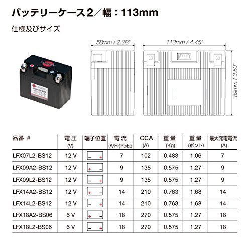SHORAI LFX14A2-BS12バッテリーの画像2