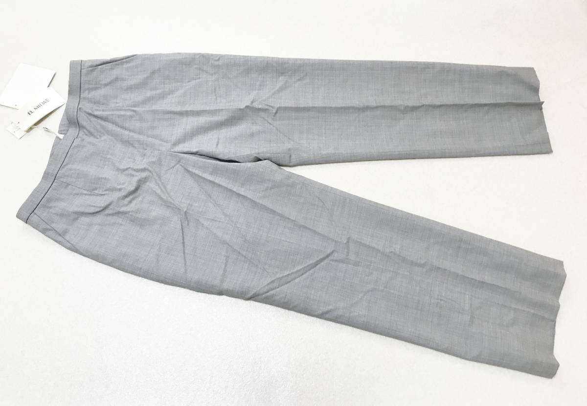 レディス11/Lサイズ：エルミダ【EL MIDAS】日本製◆絹シルク混ウール・パンツ・ストレッチズボン：グレー