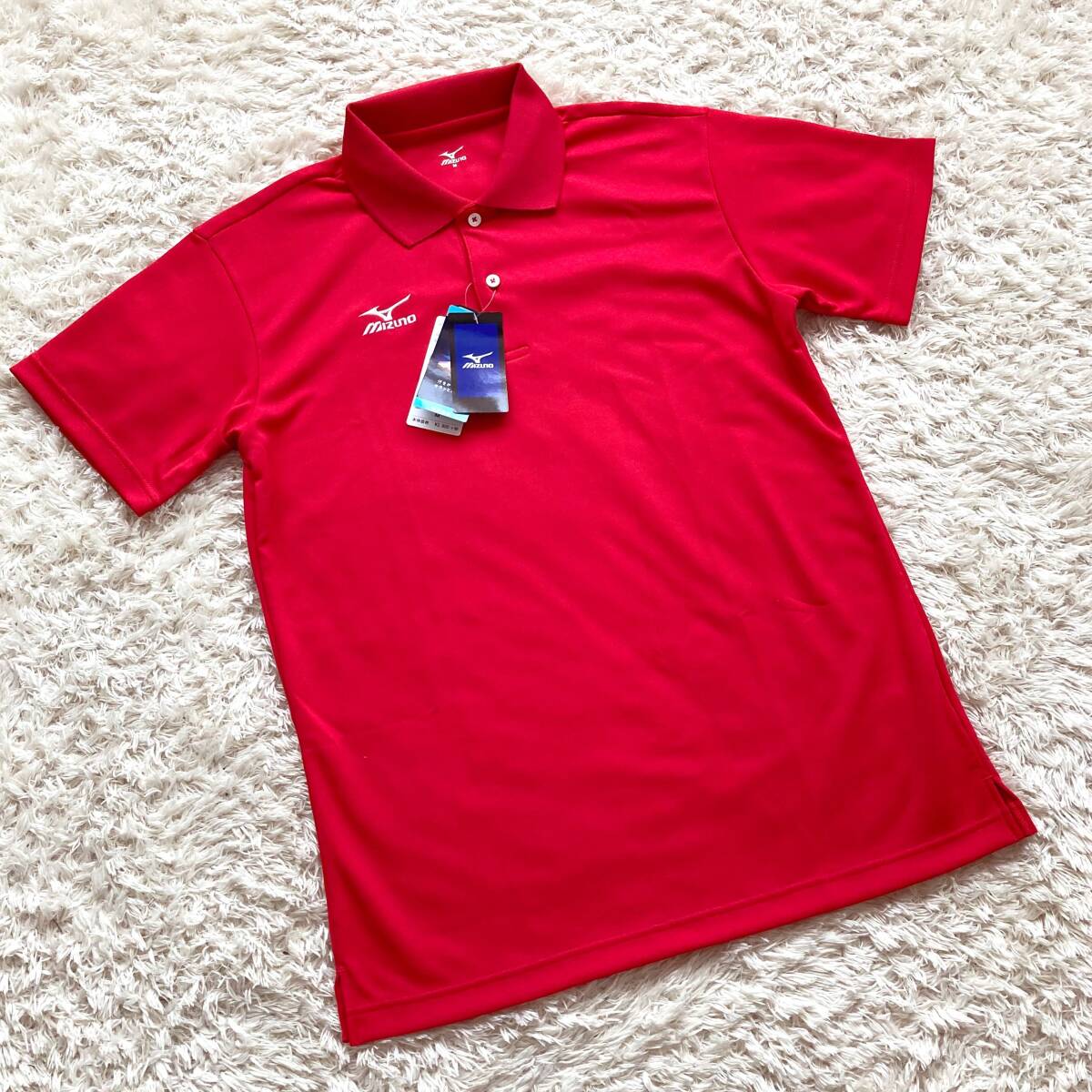 新品 未使用 MIZUNO ミズノ 半袖 ポロシャツ 赤 メンズM テニス レッド ゲームシャツ シャツ 春夏 男性 ユニセックス