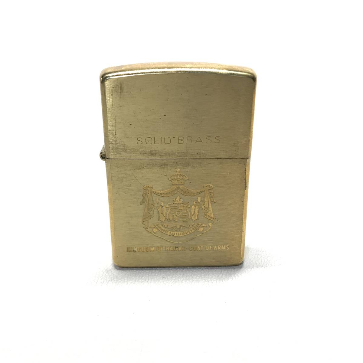 TG4 ZIPPO 真鍮 SOLID BRASS KINGDOM OF HAWAII-COAT OF ARMS ライター 火花確認済_画像1