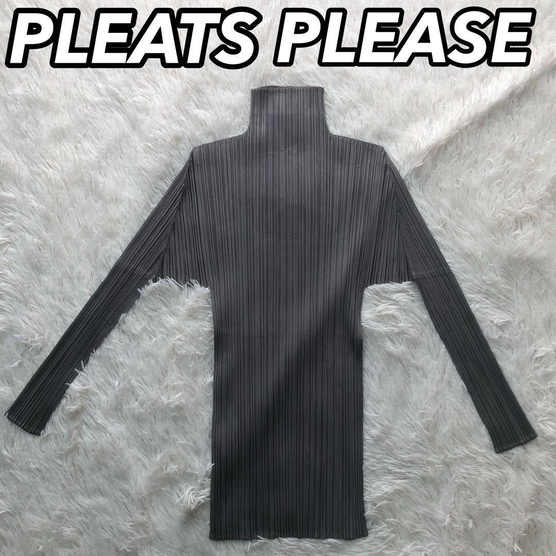 PLEATS PLEASE ISSEY MIYAKE プリーツプリーズ イッセイミヤケ 長袖シャツ トップス グレー レディース 女性 3 M-L 蛇腹 伸縮 強ストレッチ