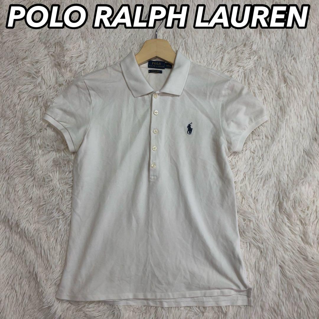 POLO RALPH LAUREN ポロラルフローレン ポロシャツ ワンポイント ブランドロゴ シンプル 無地 レディース 女性 M 165/92A ホワイト 白色_画像1