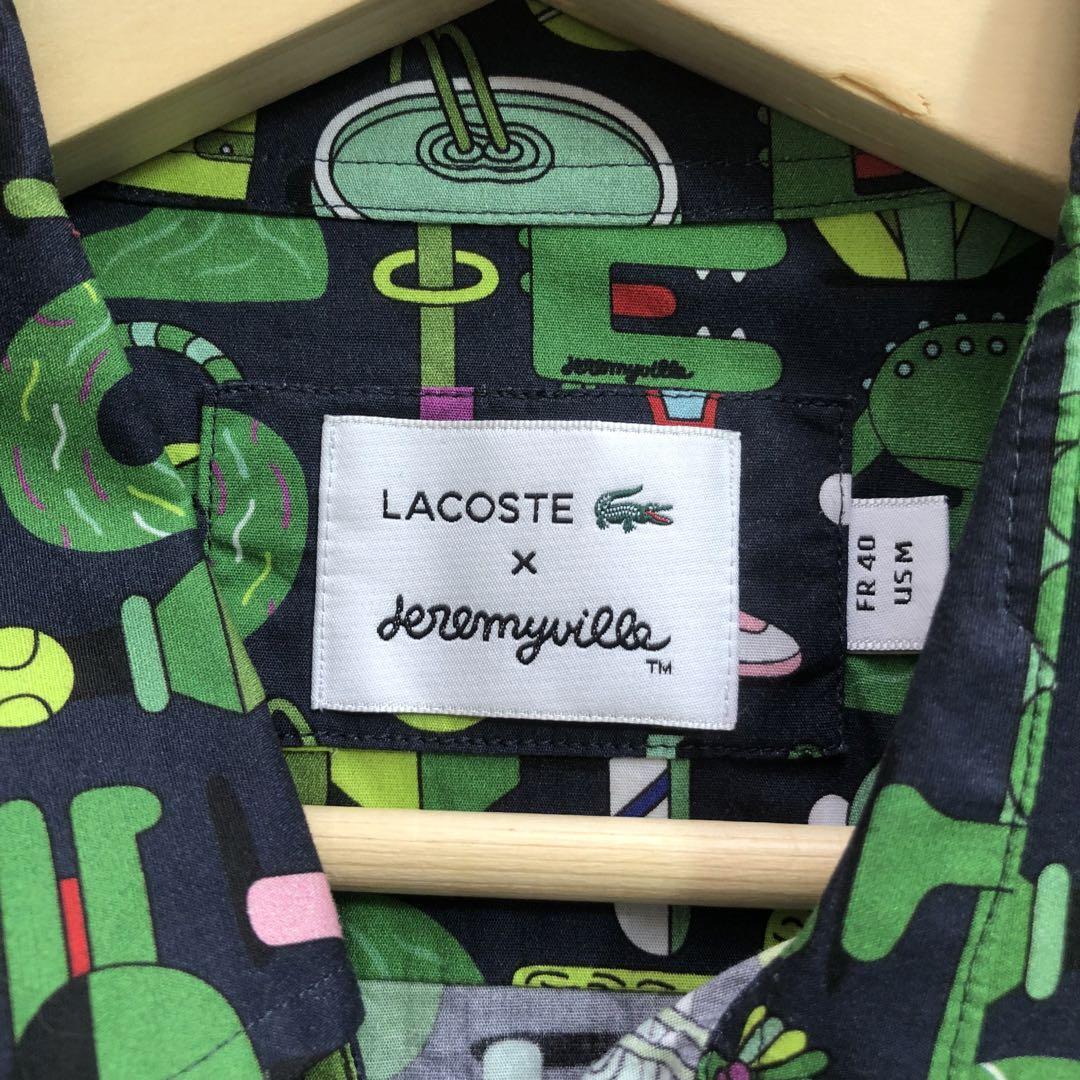 LACOSTE×jeremyville ラコステ ジェレミーヴィル 半袖シャツ アロハ 総柄 アニマル ワニロゴ プリント M 男性 メンズ グリーン 緑色_画像6