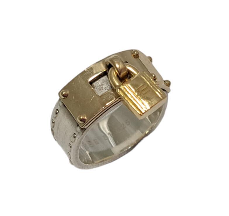  Hermes Kelly кольцо 51 кольцо katena комбинированный серебряный Gold HERMES для мужчин и женщин SV925 K18 [ б/у ]