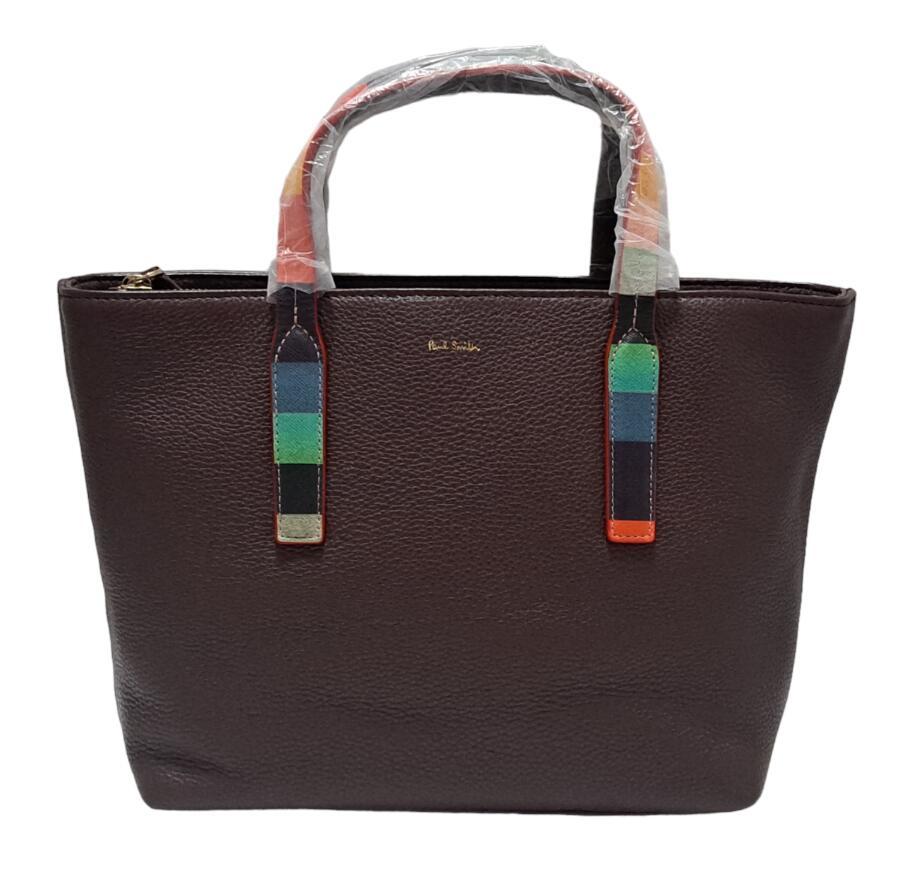  unused outlet Paul Smith 2WAY handbag cow leather leather multicolor Brown tea color shoulder [ used ]