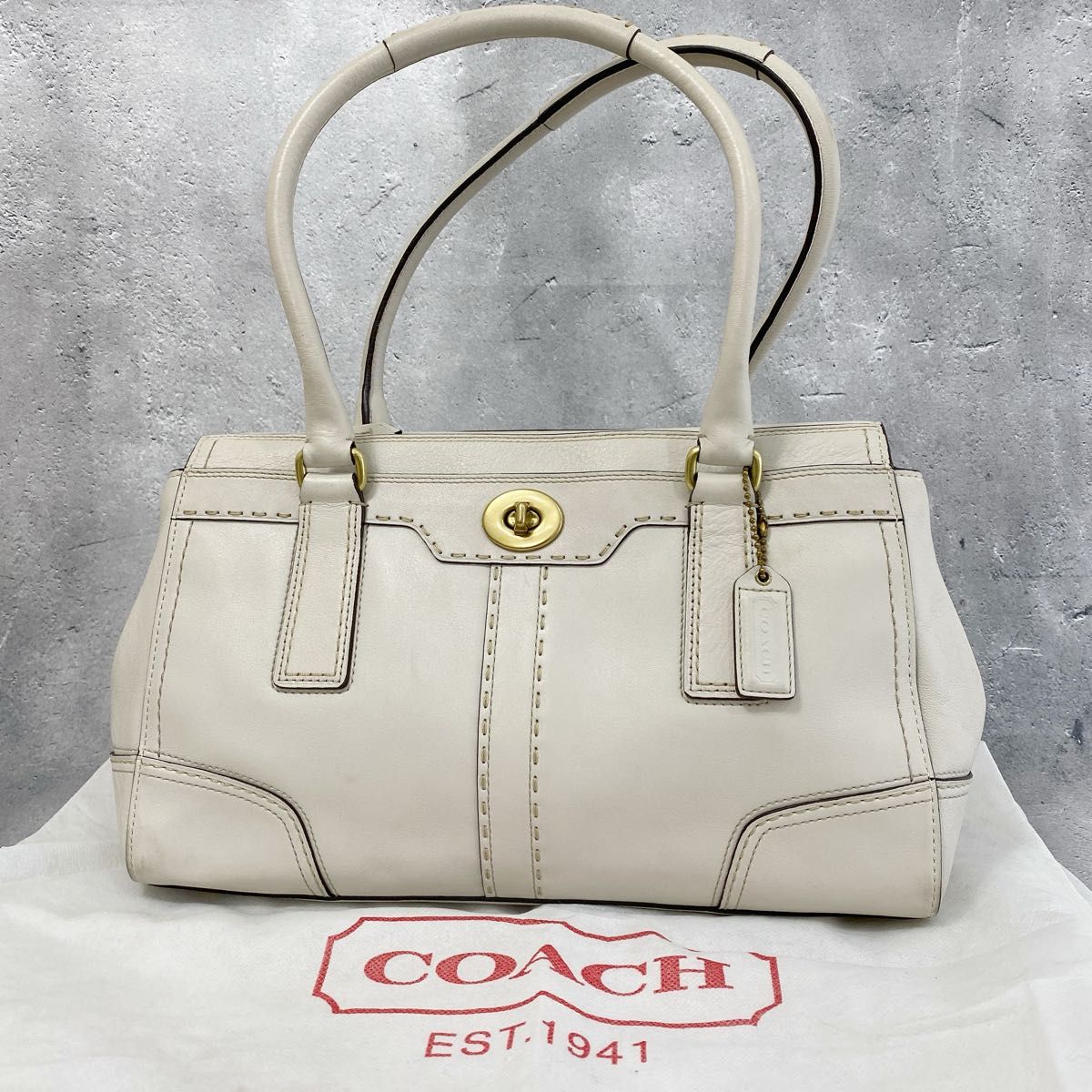 美品 COACH コーチ ターンロック オールレザー ハンドバッグ トートバッグ