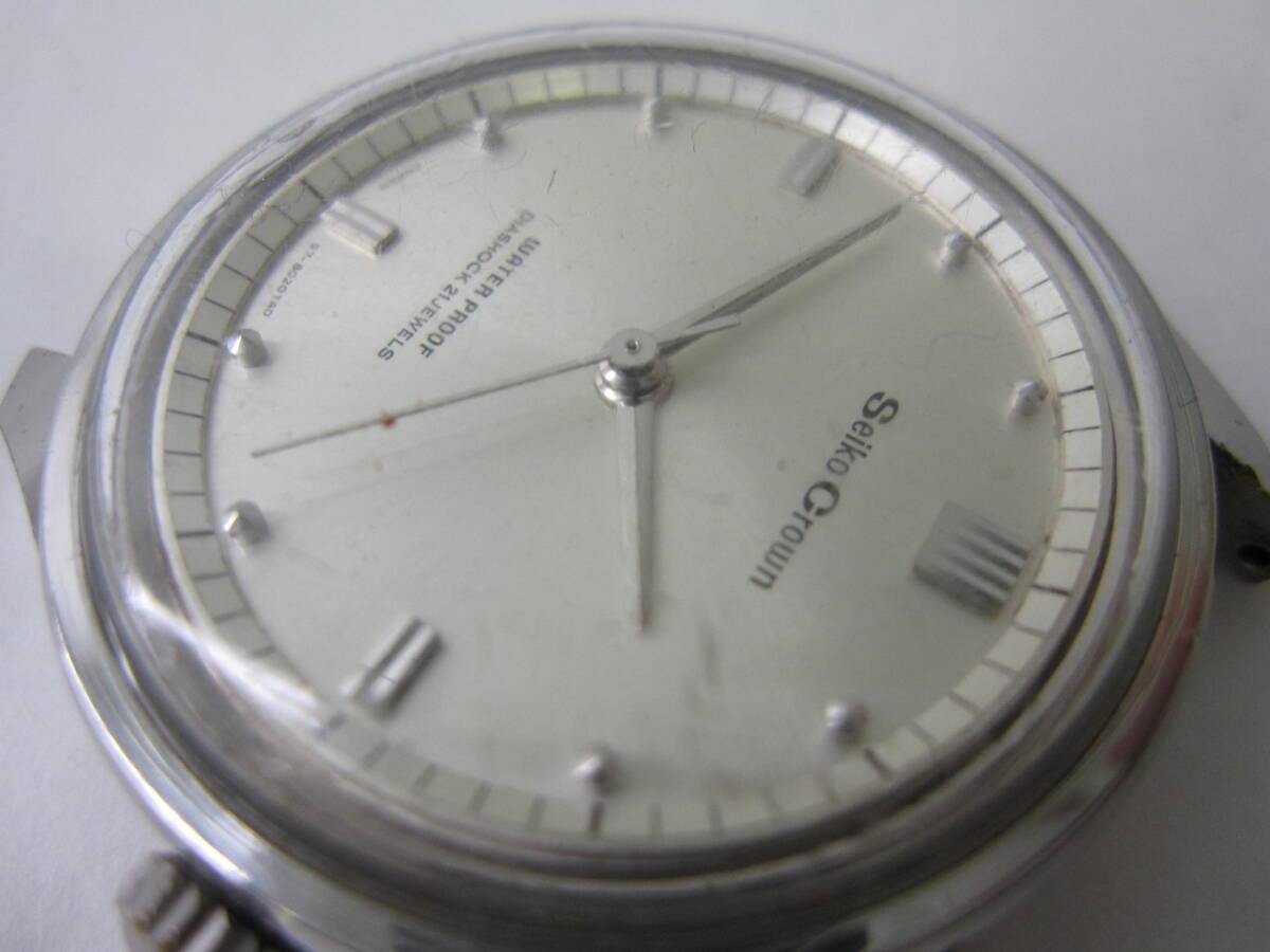 【YT-TC35-2】SEIKO/セイコー 57-8000 Seiko Crown、セイコークラウン 3針手巻 21石 タツノオトシゴ刻印 白文字盤 フェイスのみ ジャンク品_画像4