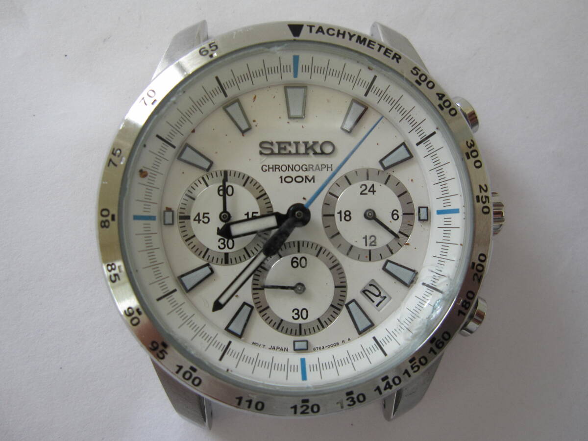 【YT-TC34-11.12】SEIKO/セイコー「6T63-00D0・7T92-0DX0」CHRONOGRAPH 100M、クロノグラフ 3針デイトQZ フェイスのみ 2本セット 稼働品_画像3