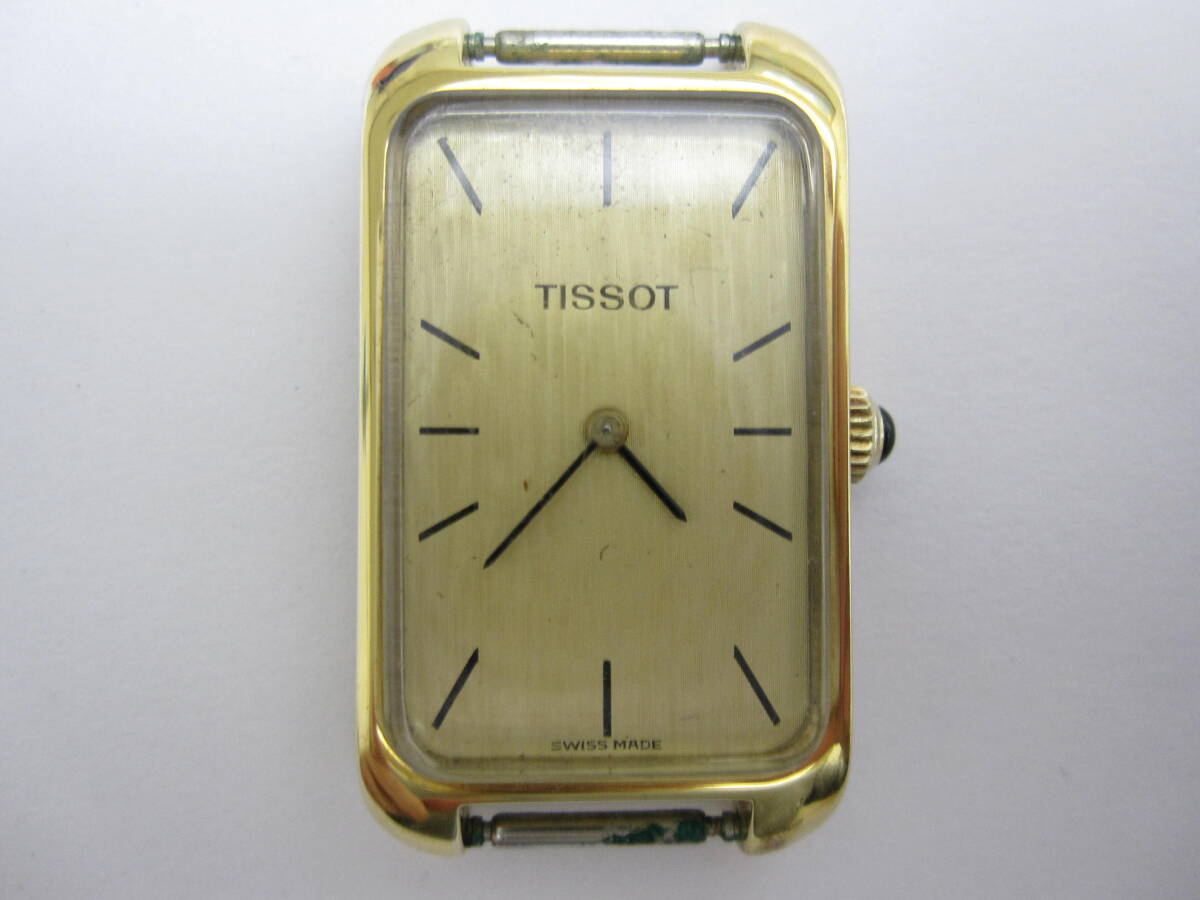 【YT-B38-24】TISSOT/ティソ 2針手巻 2404 ゴールド文字盤 トノー型 フェイスのみ 稼働品の画像2