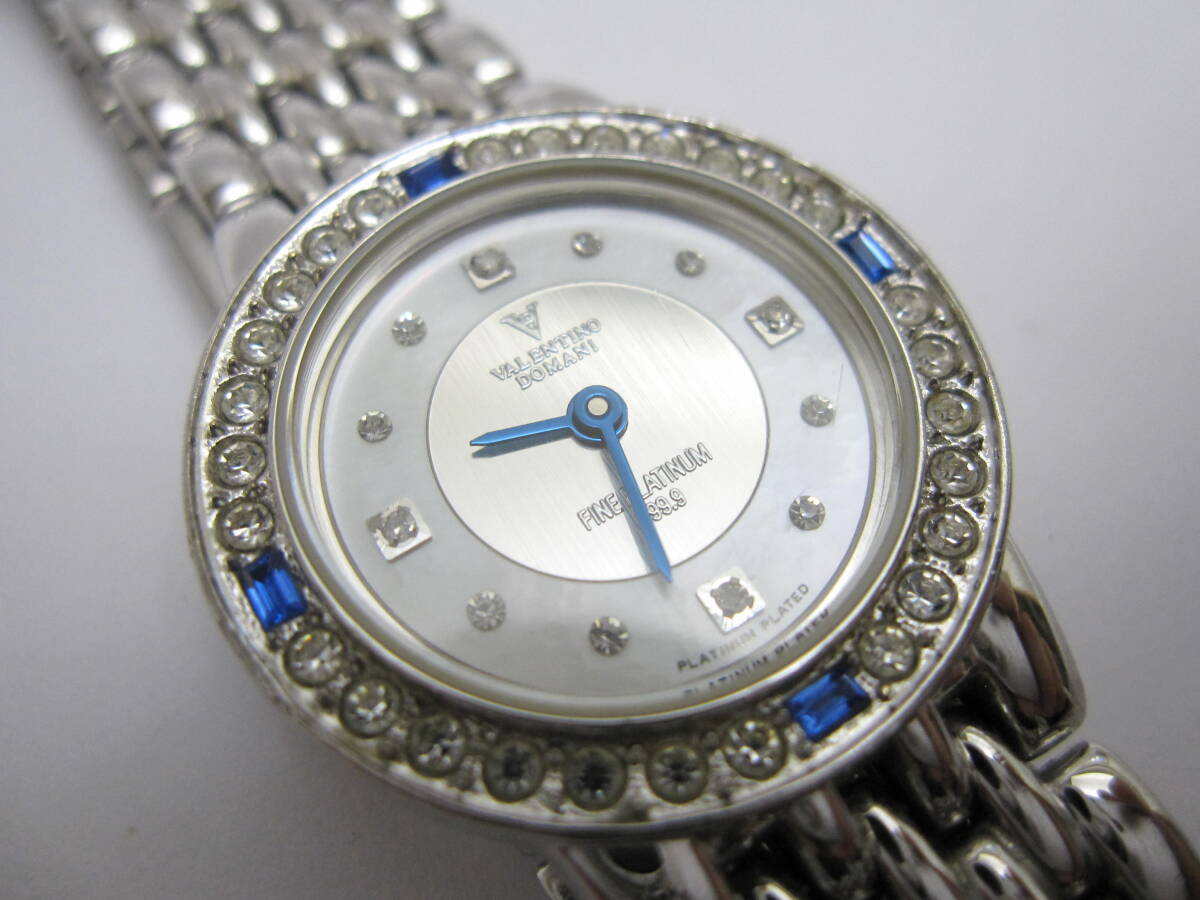 【YT-B36-41】VALENTINO DOMANI/バレンチノ ドマーニ FINE PLATINUM 999.9 VD-2038 宝飾系時計 2針QZ レディース 稼働品_画像3