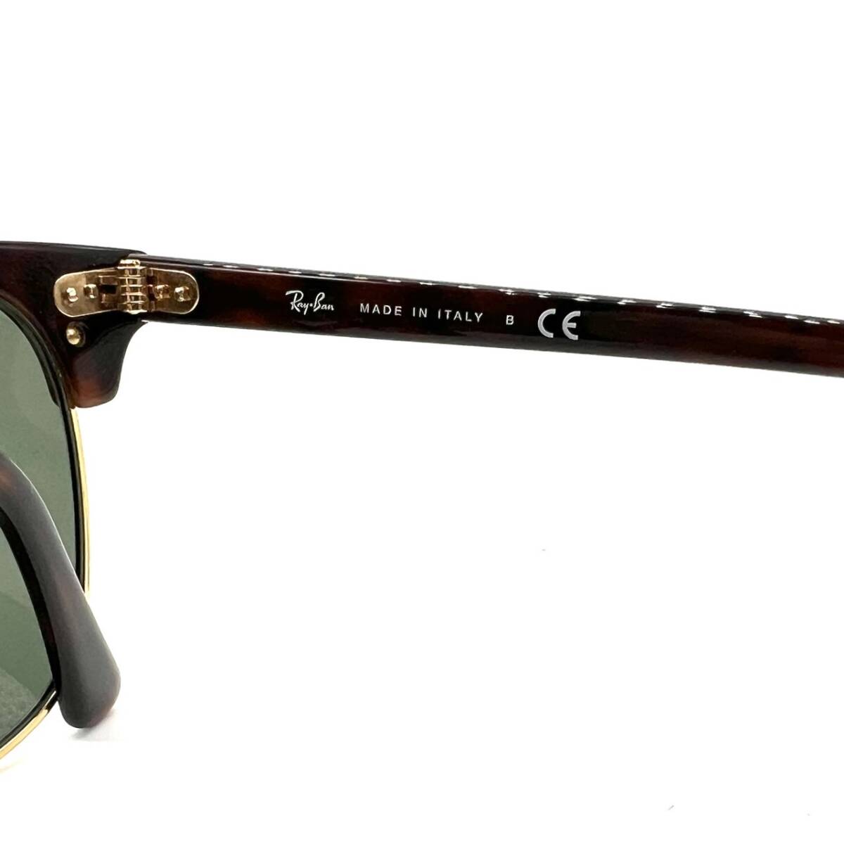 ■Ray-Ban レイバン RB3016 CLUBMASTER クラブマスター ブラウン マーブル グリーン ゴールド サングラス 眼鏡 メガネ アイウェア 中古_画像5