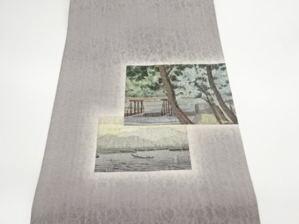 ys6940465;.sou silver through . hand .. square fancy cardboard . scenery pattern double-woven obi [ put on ]