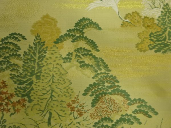 ys6951127; 宗sou 樹木に鶴模様織り出し丸帯（着用可）【アンティーク】【着】_画像4