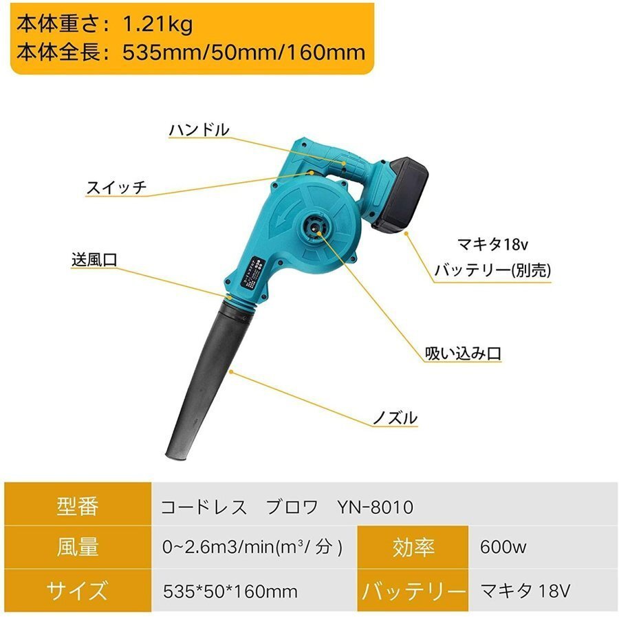 (A) マキタ Makita 互換 ブロワー ブロアー ブロワ 14.4V 18V UB185DZ 送風 集じん 両用 充電式※バッテリー・充電器 別売 18V 14.4V_画像3