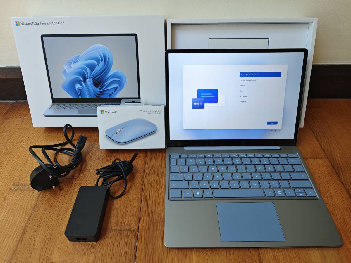 【レア 開封新品】Microsoft Surface Laptop Go 3 Gen12 Core i5 8GB 256GB Ice Blue + Modern Mobile Mouse【要落札後 48時間以内入金】の画像1