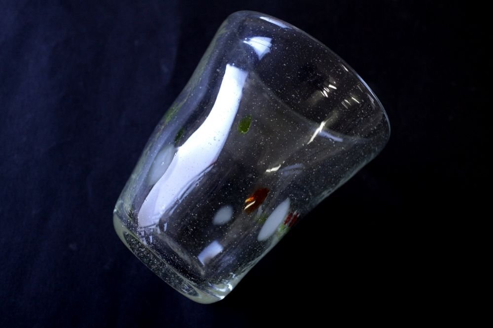 倉敷ガラス コップ クリア 玉模様 泡ガラス フリーカップ 手造りガラス 約200ml [G542]の画像8