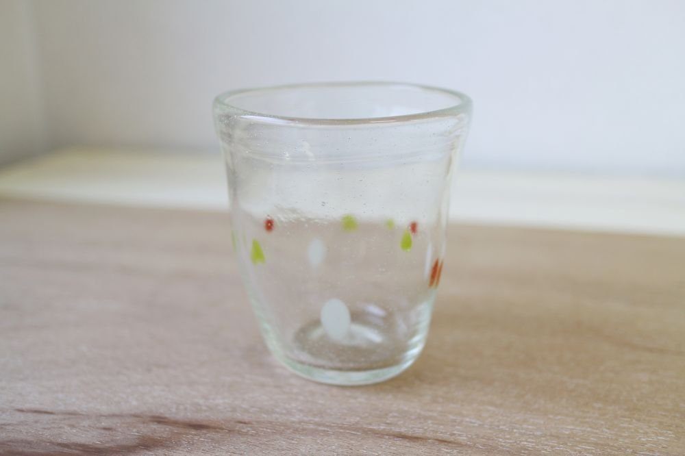 倉敷ガラス コップ クリア 玉模様 泡ガラス フリーカップ 手造りガラス 約200ml [G542]の画像3