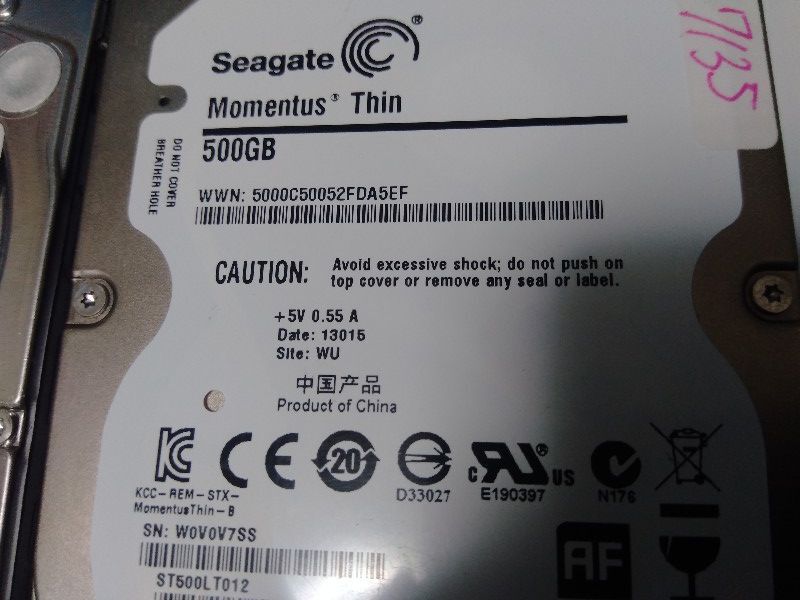 ▲ 5772時間 ＋ 7135時間　HGST＋Seagate　500gb HDD　2個セット ノート用 ／正常判定　送料無料_画像4