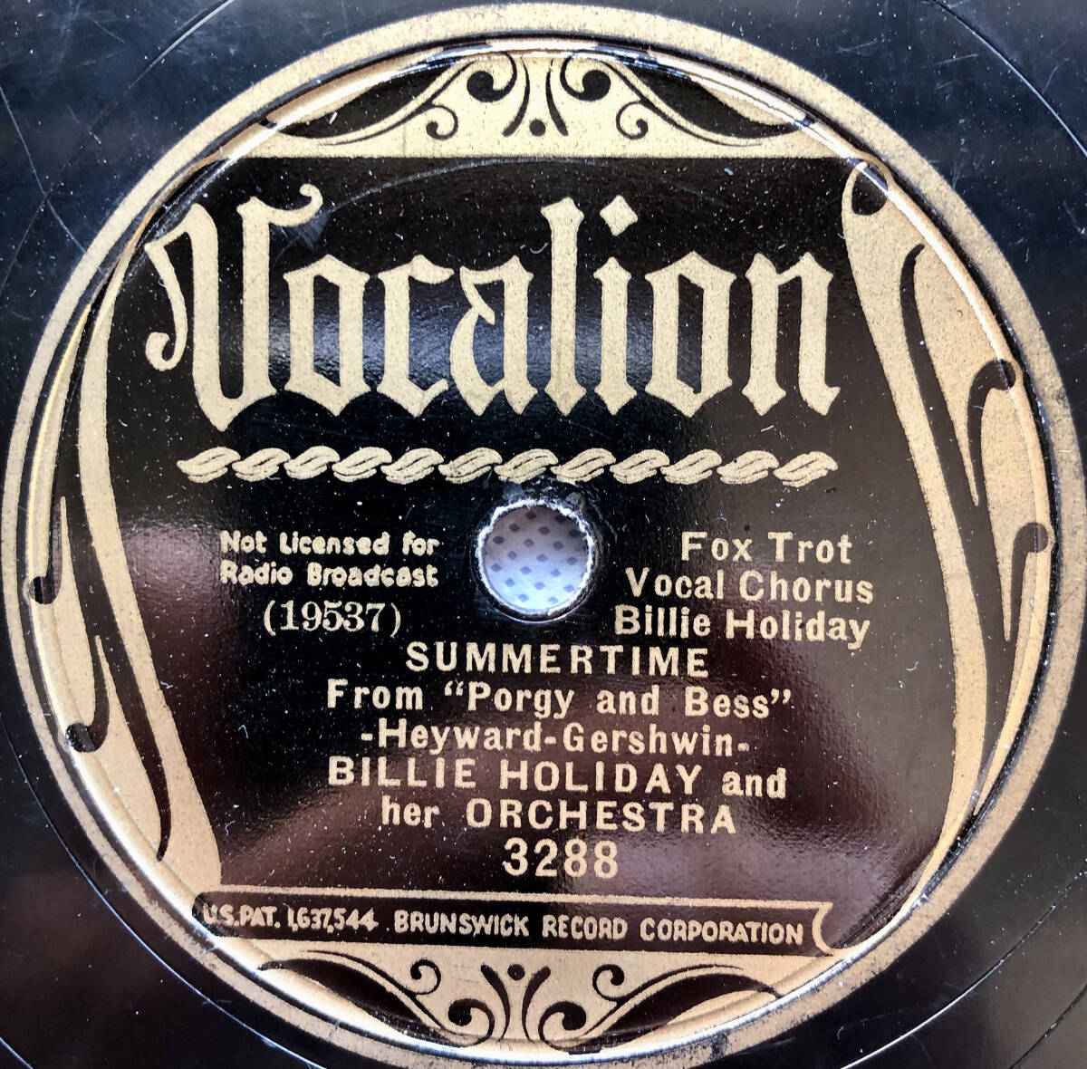 Billie Holiday / Vocalion 78rpm / Summertime, Billie's Blues / ビリー・ホリディの画像1
