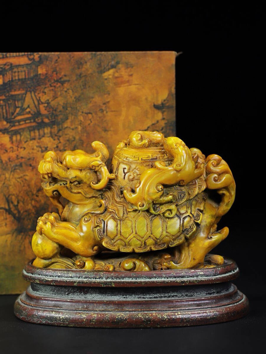 聚寶齋*清*古寿山石精彫*神獸紋*印章*篆書品*箱附】高古品 中国 聚寶齋*清*古寿山石精彫*神獸紋*印章*篆書品*箱附】高古品 中国