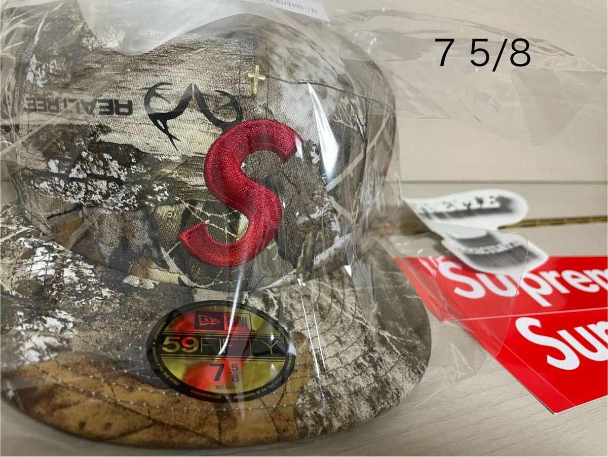 Supreme Gold Cross S Logo New Era RealTree Camo 7 5/8 newera Supreme Gold Cross S Logo New Era RealTree Camo 7 5/8 newera