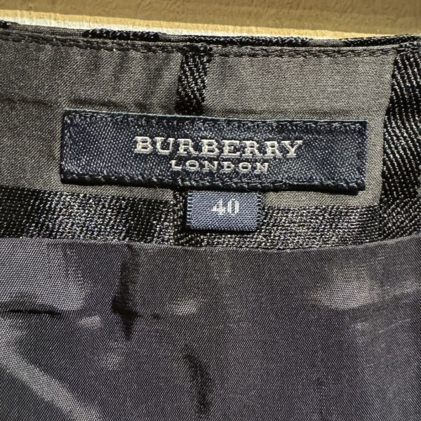 バーバリー ロンドン burberry london チェック柄 フリルスカート(40)ブラック_画像2