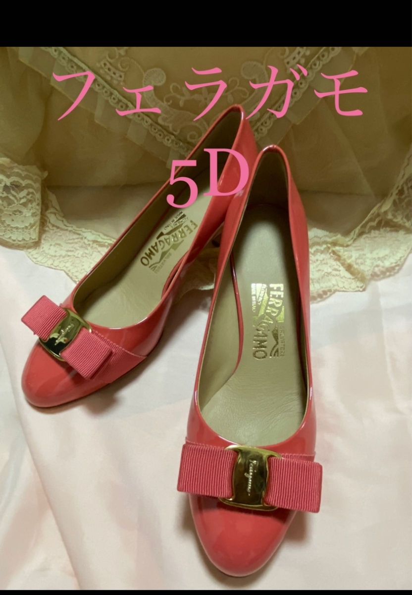 新品　フェラガモ サルヴァトーレフェラガモ さくら　ピンク　春カラー　パンプス 靴　イタリア製 ヴァラリボン 靴 ヒール　5D