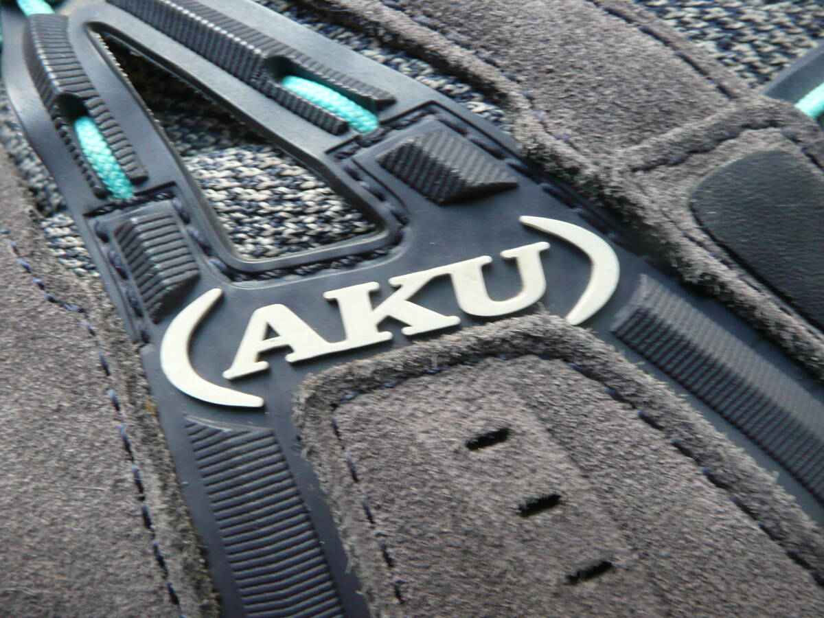 AKU アク ALTERRA-LITE-MID 良品 レディース23.5cmEE GTXトレッキングシューズ 防水透湿の軽登山靴 薄灰/青緑 ハイキング-低山-百名山