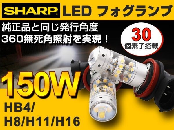 限定セール！送料込工場直売 150W LEDフォグランプ HB4 SHARP製素子 DC12V 360°無死角 定電流回路 高輝度 省電力 2個セットf1515_画像1