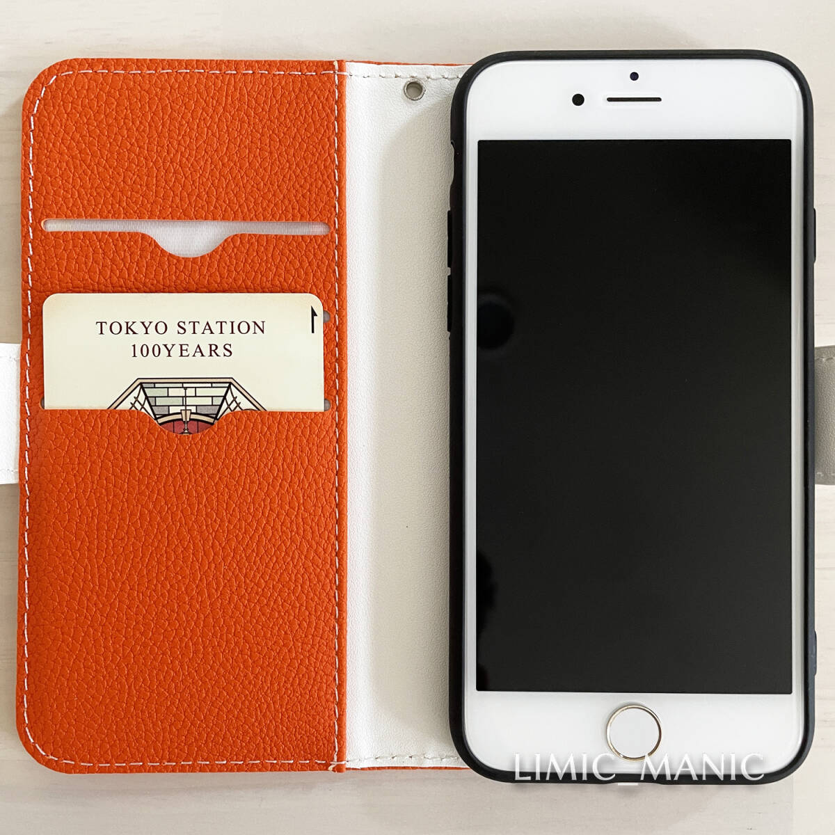 訳あり iPhone 7 8 SE (第2世代/第3世代) SE2 SE3 手帳型 ケース スマホケース カードケース カラフル レザー調 オレンジ 橙 アイフォン_画像2