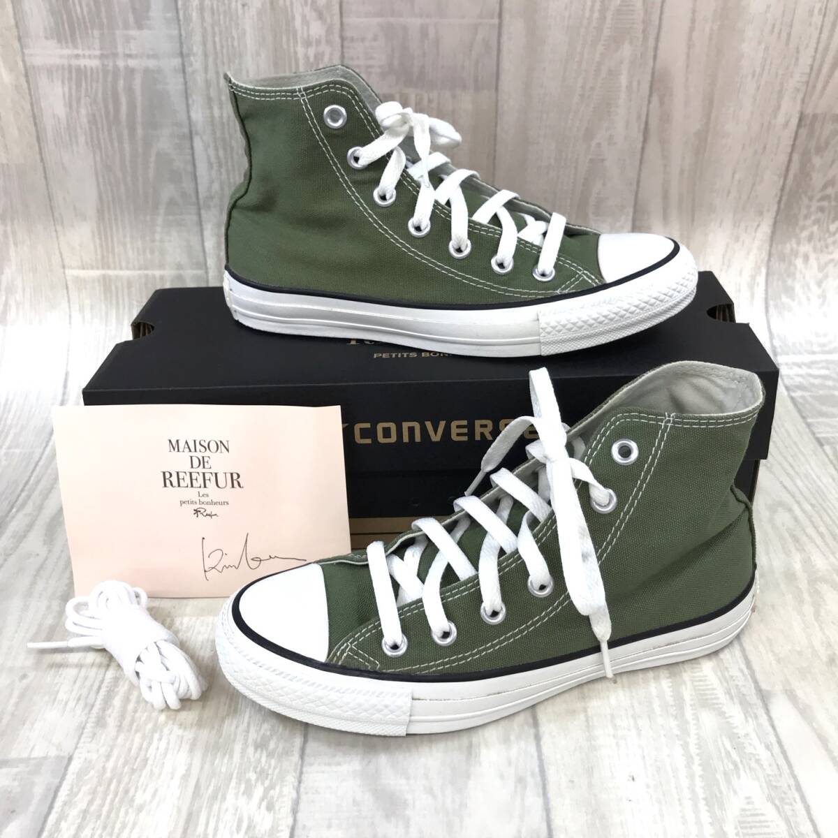 NZ843●箱付き CONVERSE MAISON DE REEFUR HI KHAKI●23.5●カーキ コンバース メゾンドリーファー 1CK541