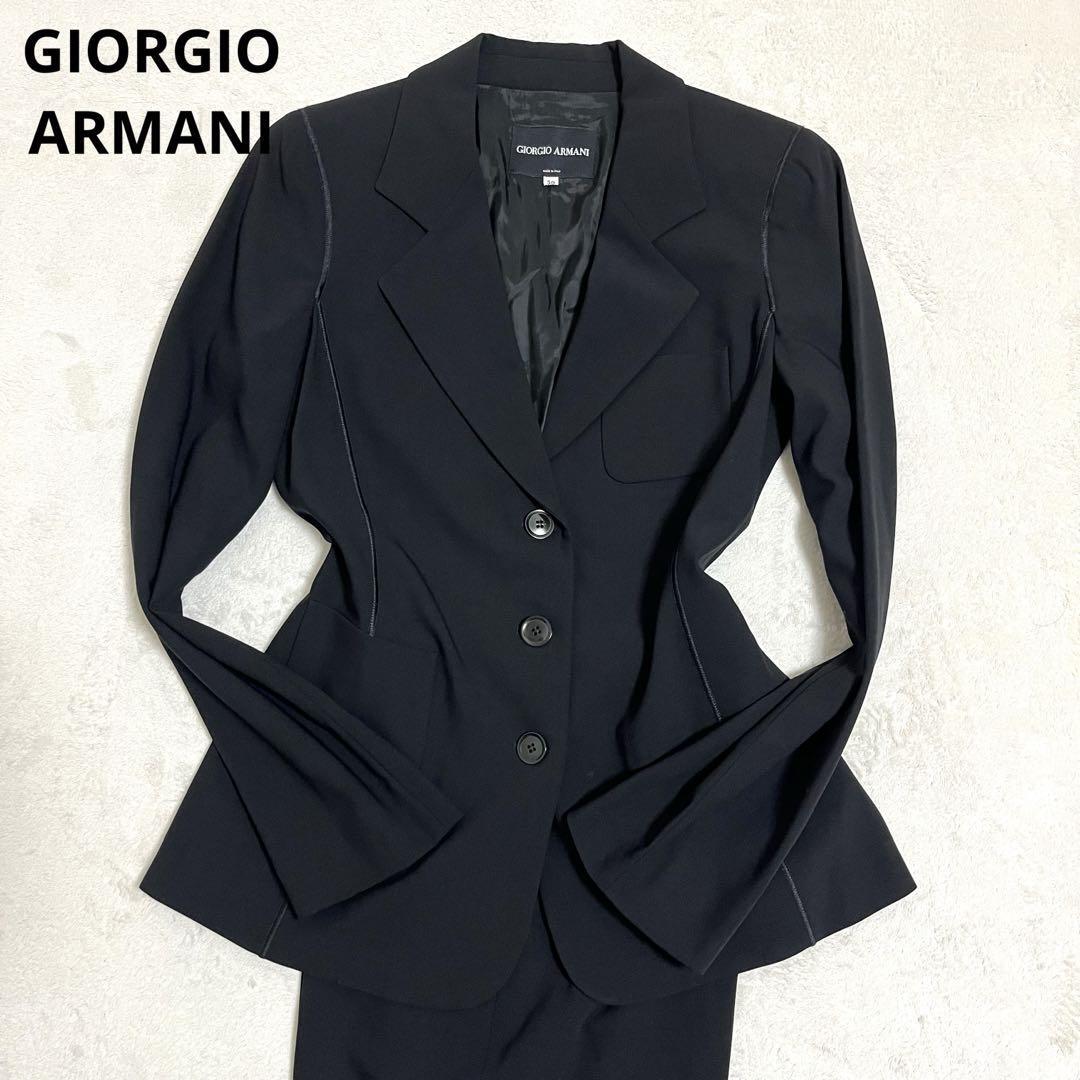 462 GIORGIO ARMANI ジョルジオ アルマーニ パンツスーツ ブラック 38 レーヨン_画像1