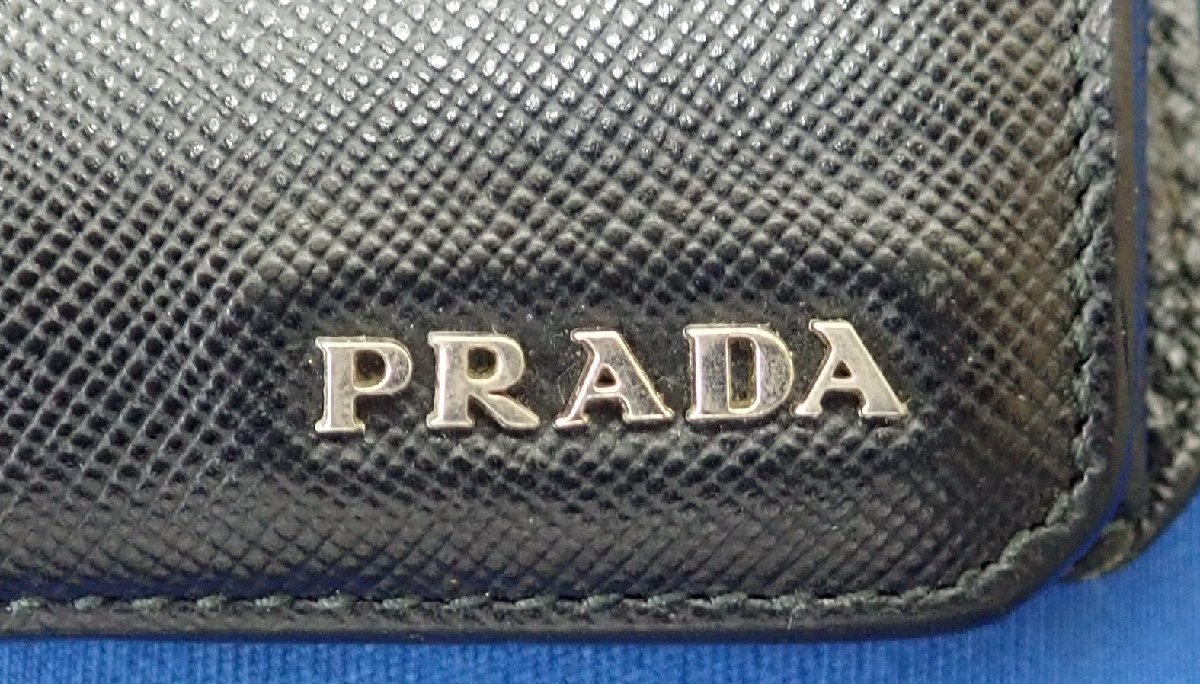 ◎PRADA　プラダ　サフィアーノ　二つ折り財布　ロゴ　メンズ　コンパクトウォレット　ブラック_画像2