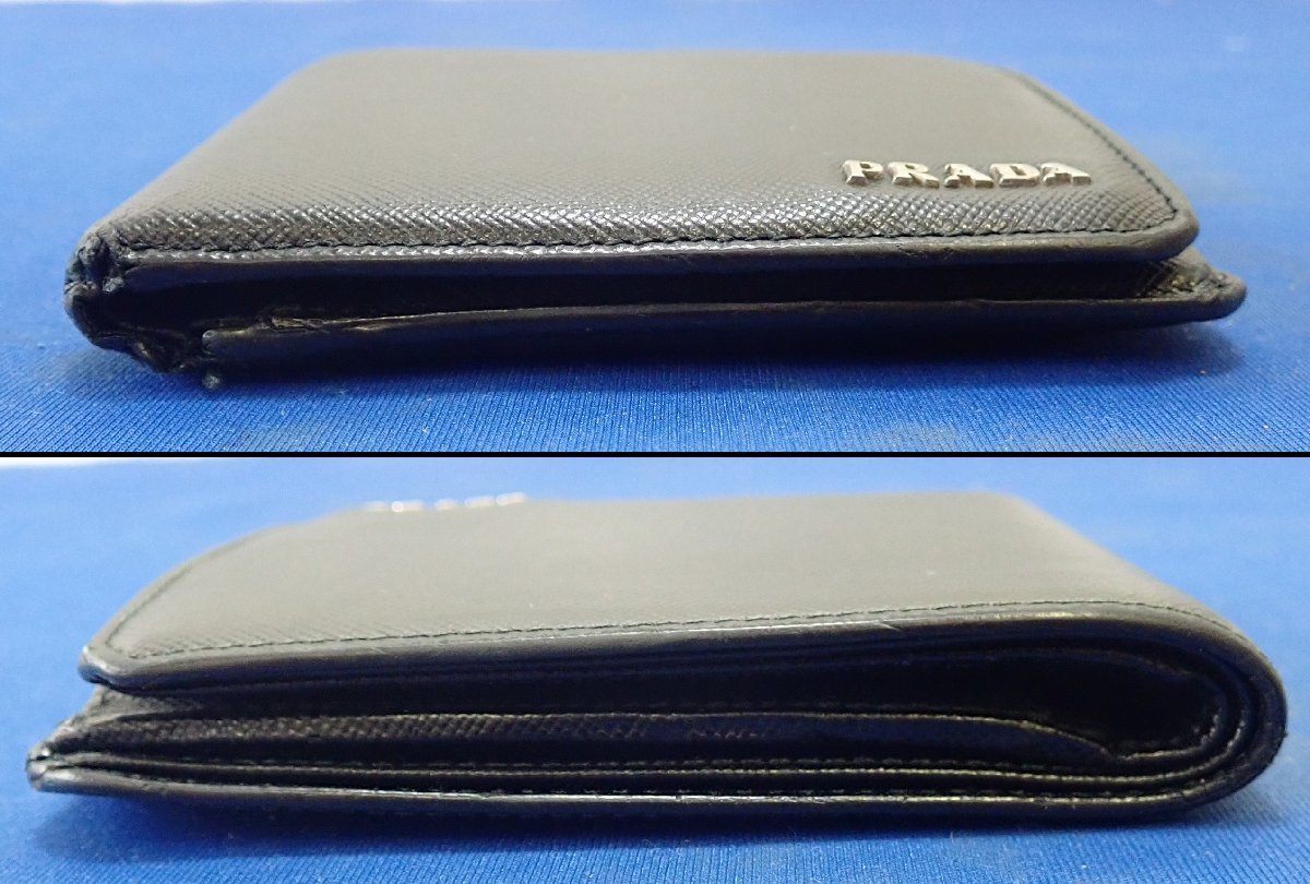 ◎PRADA プラダ サフィアーノ 二つ折り財布 ロゴ メンズ コンパクトウォレット ブラックの画像3
