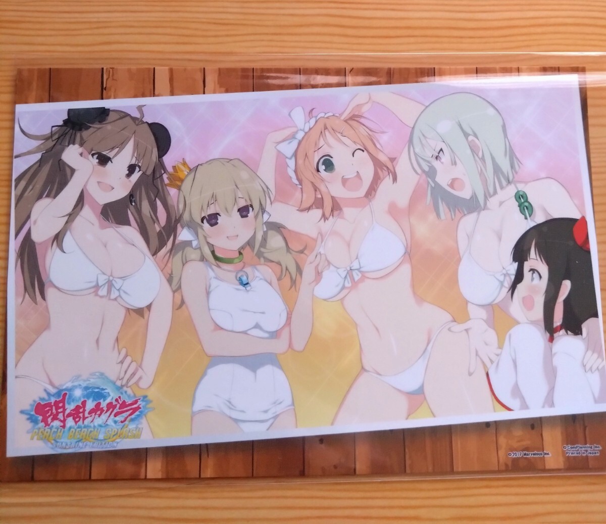 閃乱カグラ PEACH BEACH SPLASH SUNSHINE EDITION イラストカード ポストカード ブロマイド 神楽 奈楽 蓮華 華毘 華風流の画像1