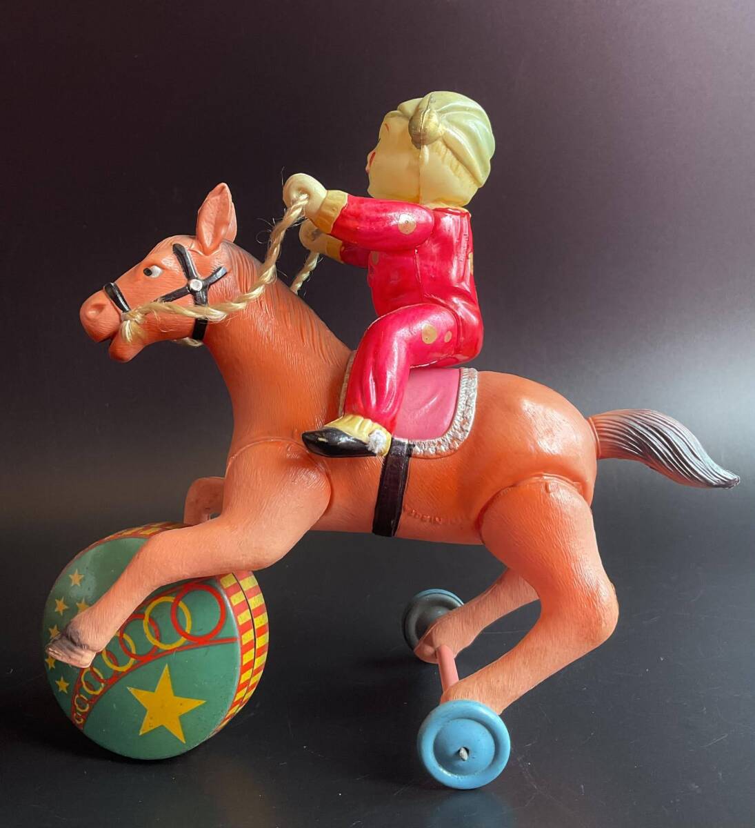 【29】お馬のお稽古　 ◆Tin Toy　ブリキ（中古）／ 1円スタート ／ ゆうパック80サイズ ／金曜日発送_画像1